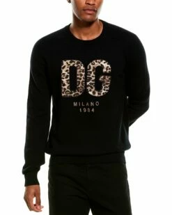Dolce & Gabbana Applique Wool Crewneck Sweater Men Sweaters
