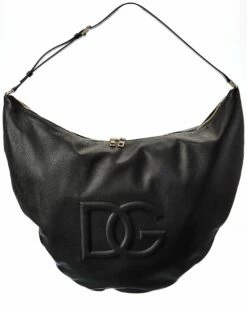 Dolce & Gabbana Half-Moon Leather Hobo Bag Women Shoulder Bags