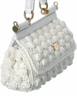 Dolce & Gabbana Sicily Small Crochet & Leather Satchel Women Satchels & Top Handles -Dolce & Gabbana Sales 1111283372 RLLZ 3
