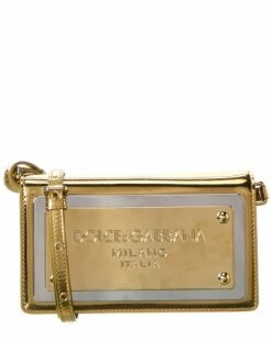Dolce & Gabbana Branded Maxi-Plate Leather Phone Bag Women Clutches