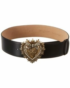 Dolce & Gabbana Devotion Heart Adjustable Leather Belt Women Belts