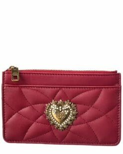Dolce & Gabbana Devotion Quilted Leather Card Holder Women Wallets & Card Cases