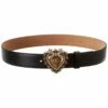 Dolce & Gabbana Devotion Heart Adjustable Leather Belt Women Belts Black -Dolce & Gabbana Sales 1159335053 RLLZ 1