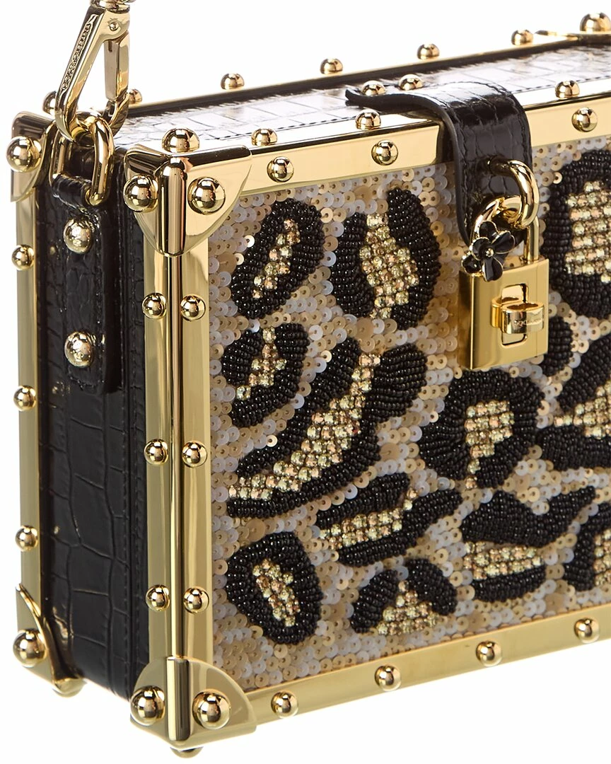 Dolce & Gabbana Satin & Croc-Embossed Leather Box Bag Women Shoulder Bags 5 Dolce & Gabbana Satin & Croc-Embossed Leather Box Bag Women Shoulder Bags - Image 3