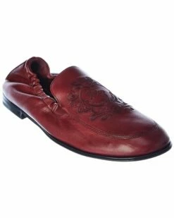 Dolce & Gabbana Leather Slipper Men Loafers & Slip Ons Red -Dolce & Gabbana Sales 1312061684 RLLZ 1 1