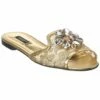 Dolce & Gabbana Brooch Lurex Lace Sandal Women Flat Sandals -Dolce & Gabbana Sales 1313307370 RLLZ 1