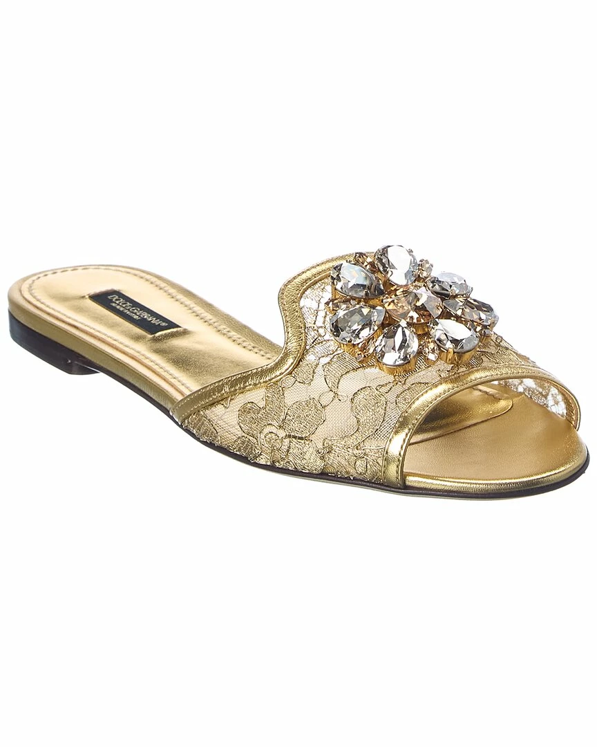 Dolce & Gabbana Brooch Lurex Lace Sandal Women Flat Sandals 3 Dolce & Gabbana Brooch Lurex Lace Sandal Women Flat Sandals