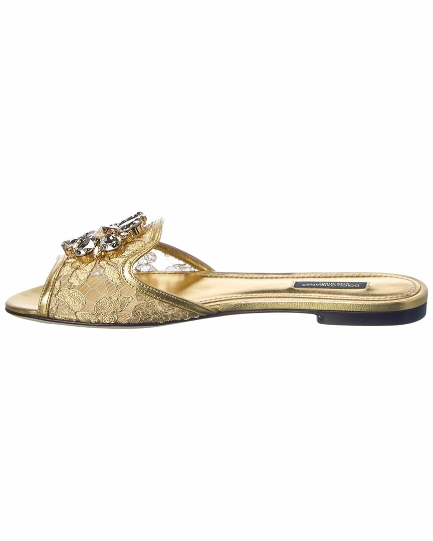 Dolce & Gabbana Brooch Lurex Lace Sandal Women Flat Sandals 4 Dolce & Gabbana Brooch Lurex Lace Sandal Women Flat Sandals - Image 2