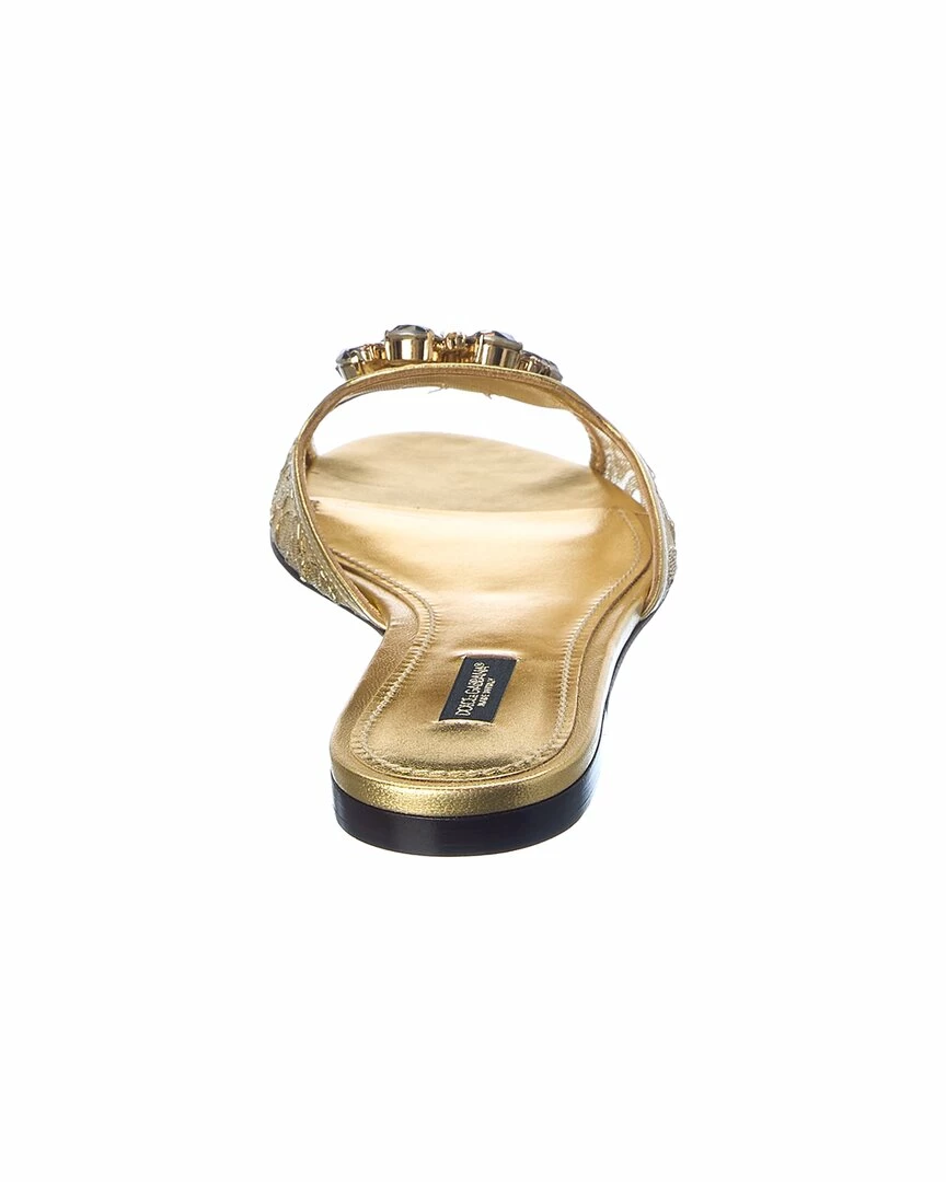 Dolce & Gabbana Brooch Lurex Lace Sandal Women Flat Sandals 5 Dolce & Gabbana Brooch Lurex Lace Sandal Women Flat Sandals - Image 3