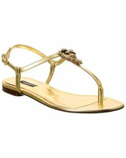 Dolce & Gabbana Devotion Leather Sandal Women Flat Sandals
