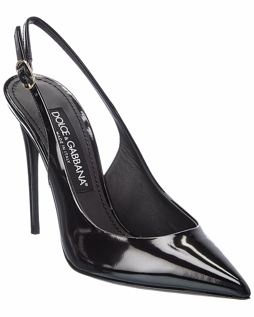 Dolce & Gabbana Logo Patent Slingback Pump Women Pumps 3 Dolce & Gabbana Logo Patent Slingback Pump Women Pumps