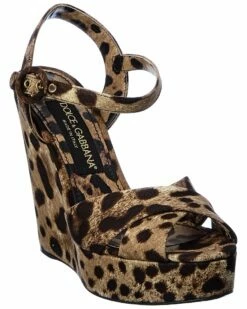 Dolce & Gabbana Printed Canvas Wedge Sandal Women Heeled Sandals