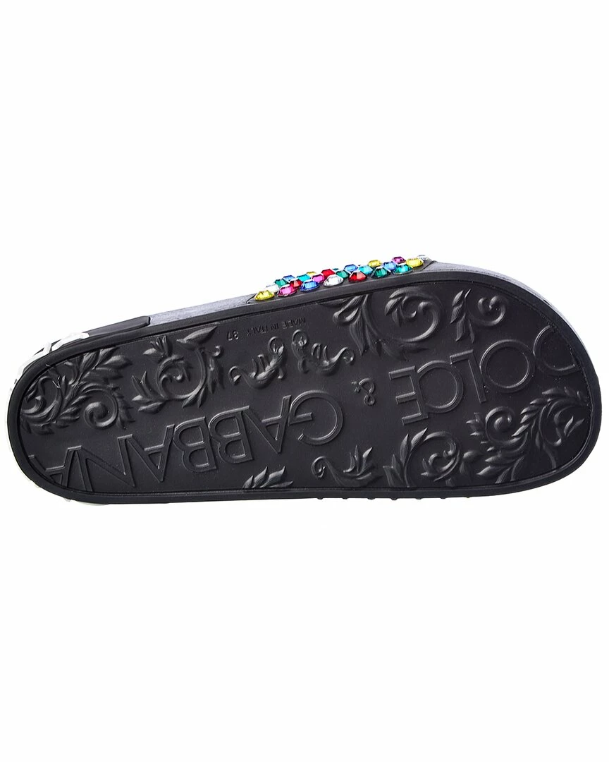 Dolce & Gabbana Crystal Leather Slide Women Flat Sandals 6 Dolce & Gabbana Crystal Leather Slide Women Flat Sandals - Image 4