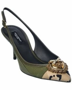 Dolce & Gabbana Devotion Canvas & Leather Slingback Pump Women Pumps