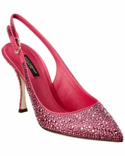 Dolce & Gabbana Crystal Embellished Satin Slingback Pump Women Pumps