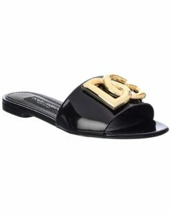 Dolce & Gabbana DG Logo Leather Sandal Women Flat Sandals