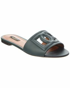Dolce & Gabbana DG Logo Leather Sandal Women Flat Sandals
