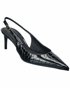 Dolce & Gabbana Croc-Embossed Patent Slingback Pump Women Pumps